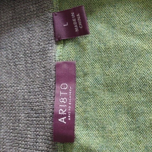 Aristo Eighteen Large 100% Merino Wool Green Quarter Zip Pullover - Picture 3 of 12